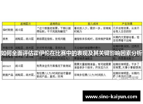 如何全面评估霍伊伦在比赛中的表现及其关键影响因素分析